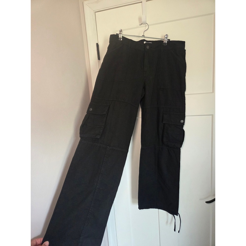Garage Low Rise Wide Leg Cargo Pants Jet Black Size 11 NWT 100087330